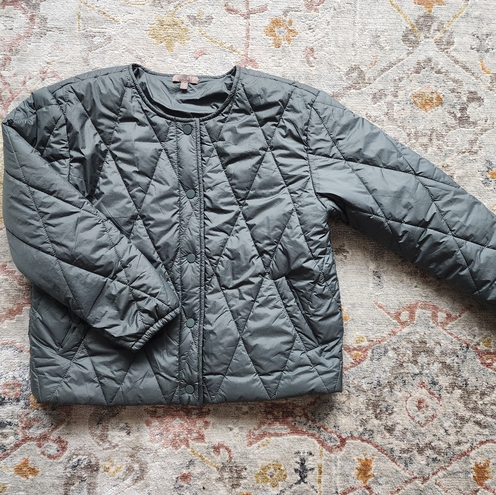 Lilla P Diamond Quilted Jacket Grey Size Medium